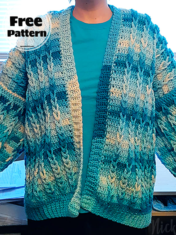 Braided crochet cardigan sweater pattern