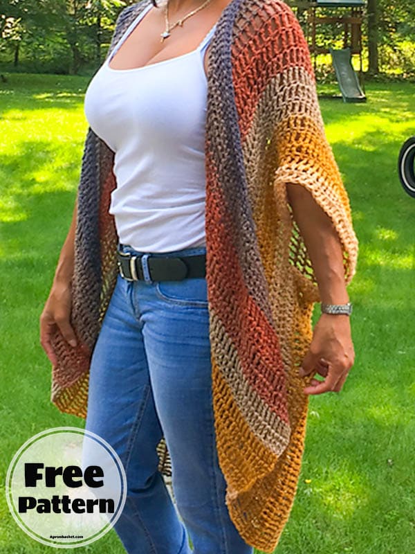 Draped Long Crochet Vest Free Pattern