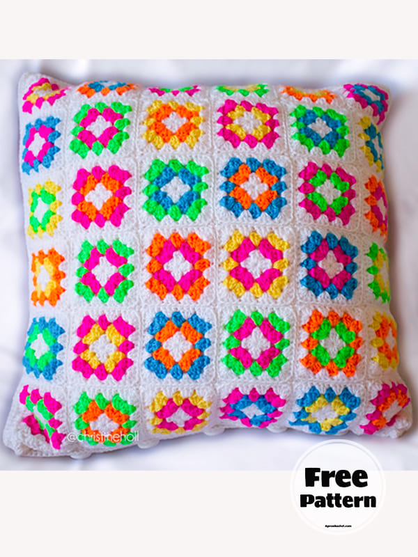 12+ Granny Square Crochet Pillow Pattern Free