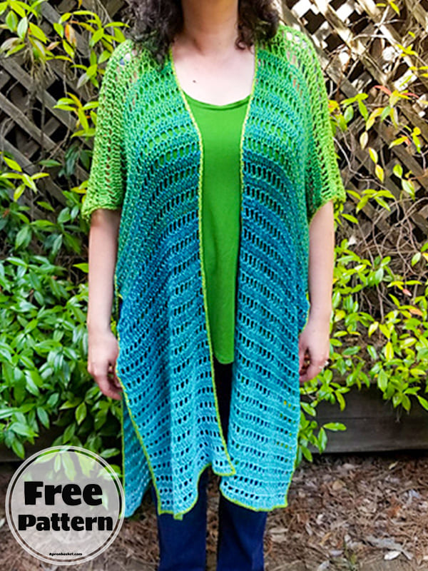 Mesh Long Crochet Vest Free Pattern