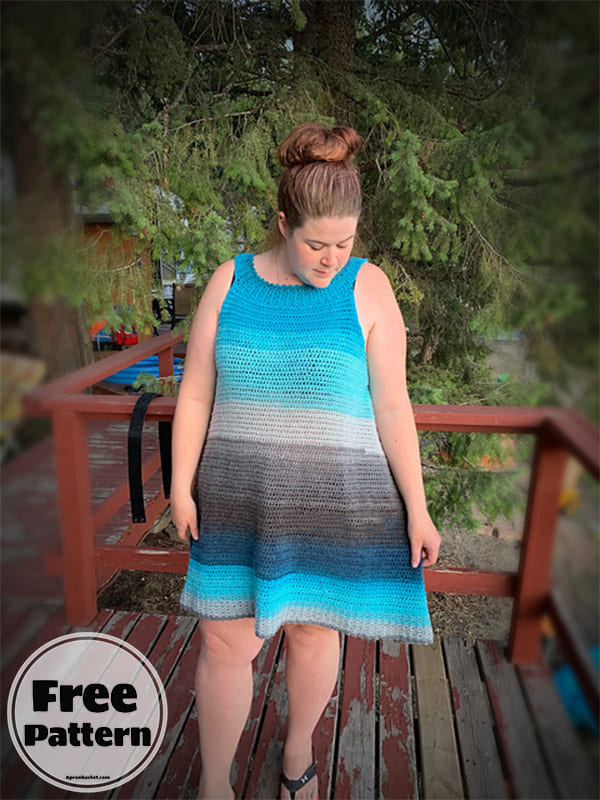 Simple Collar Crochet Dress Free Pattern