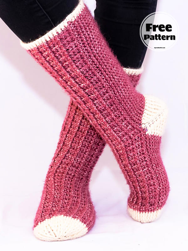 Waffle Knee Kigh Crochet Sock Pattern Free