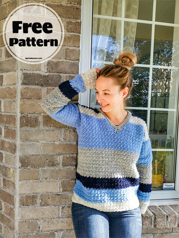 oversized crochet v neck sweater pattern
