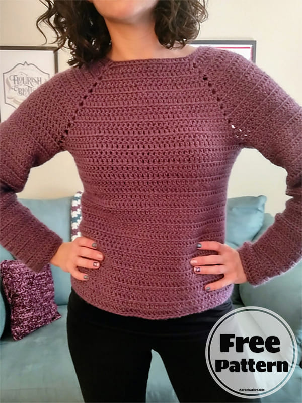 raglan crochet pullover sweater pattern