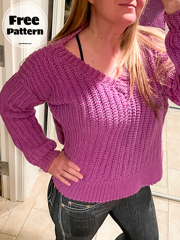 ribbed crochet v neck sweater pattern