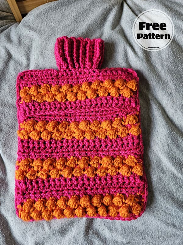 Bobbly Crochet Hot Water Bottle Cover