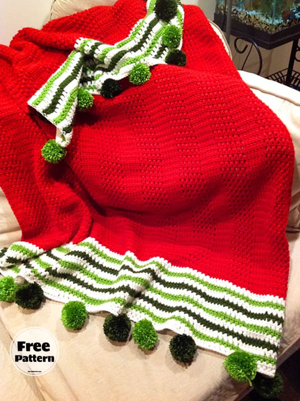 Easy Ripple Crochet Blanket Christmas