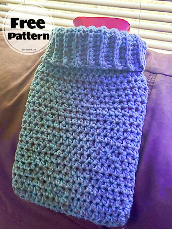 Fluffy Crochet Hot Water Bottle Cover