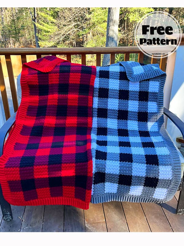 Red And Blue Crocheted Christmas Blankets