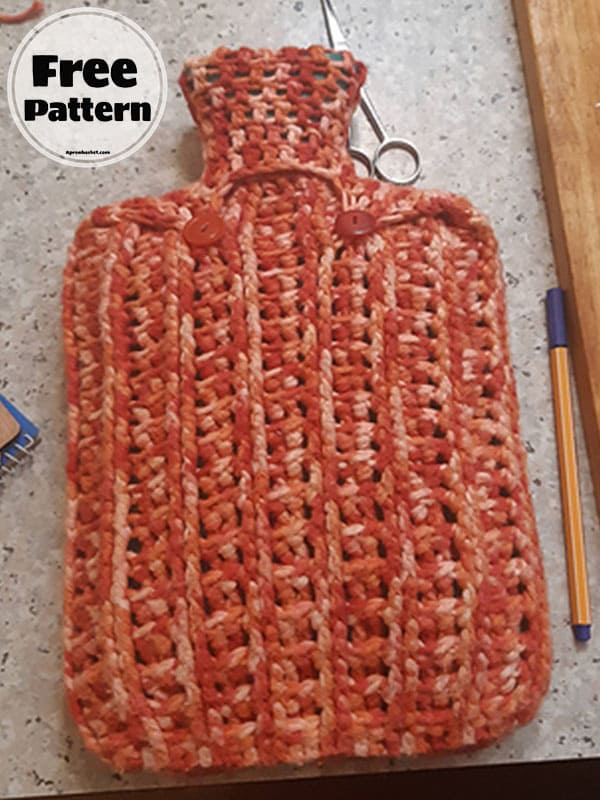 crocheted hot water bottle cover