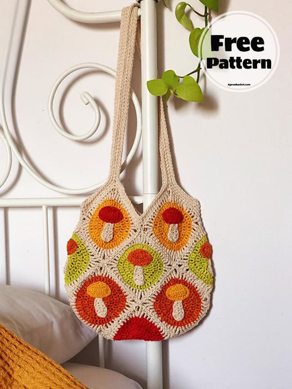mushroom crochet tote bag pattern