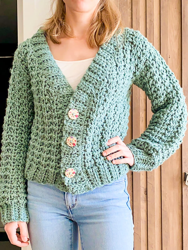 button crochet cardigan