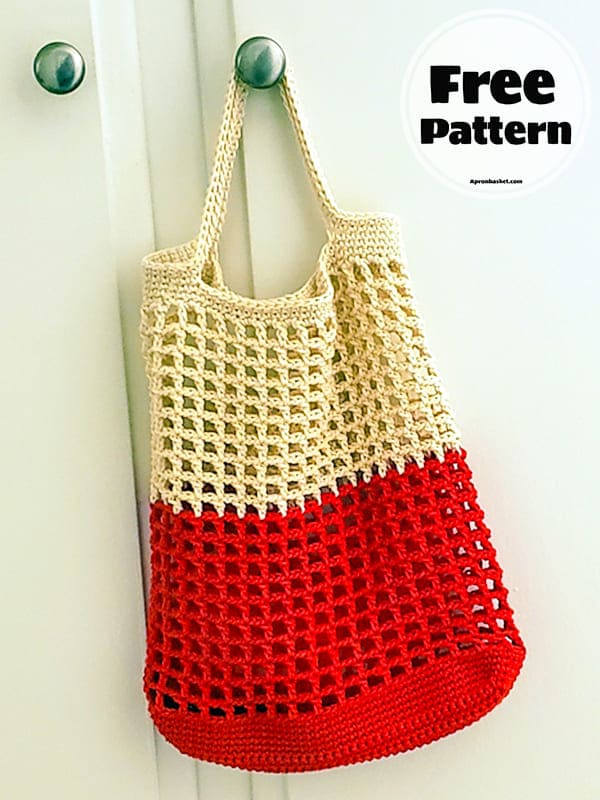 color block crochet market bag