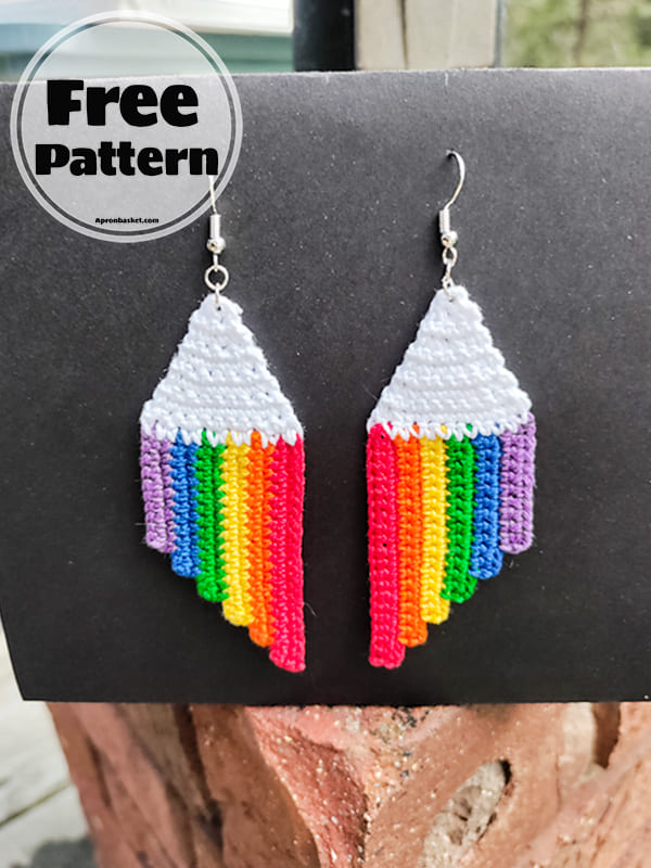 colorful crochet rainbow earrings pattern