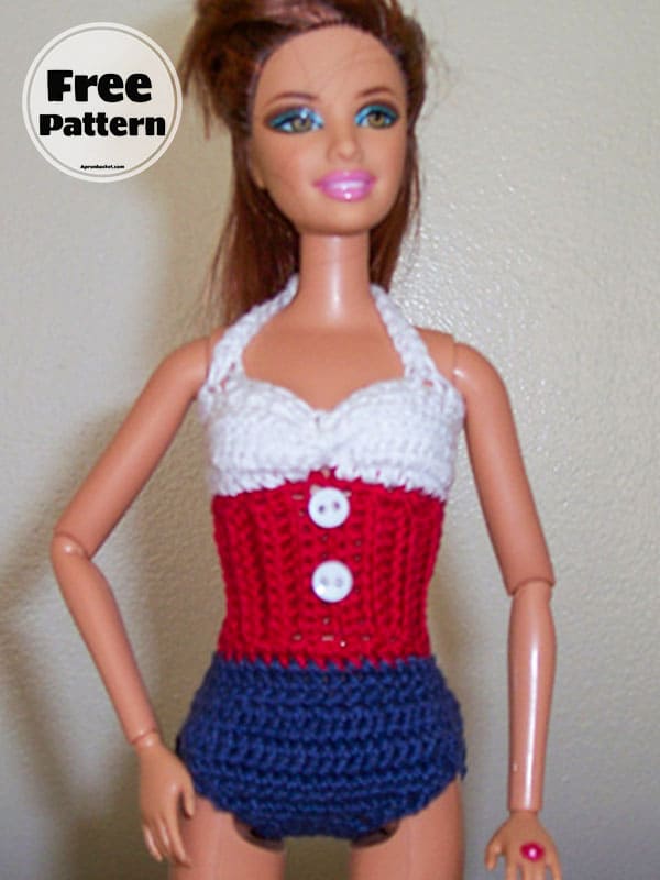 crochet barbie nautical swimsuit clothes
