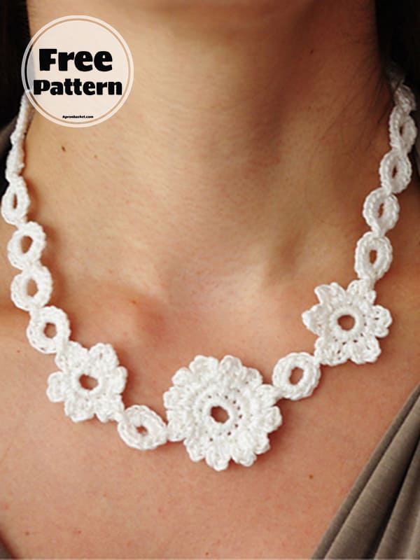 crochet flower necklace free pattern