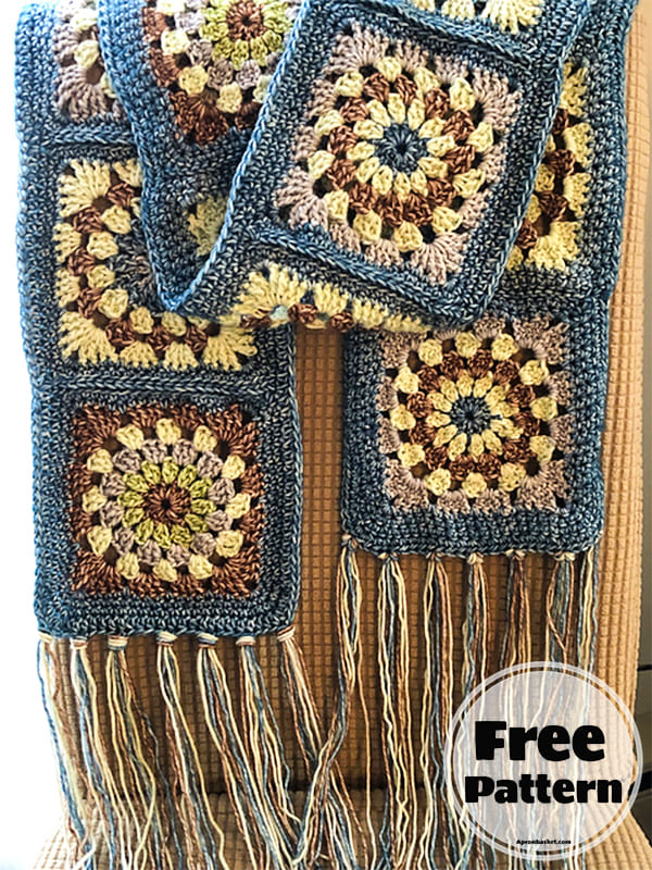 crochet granny square scarf