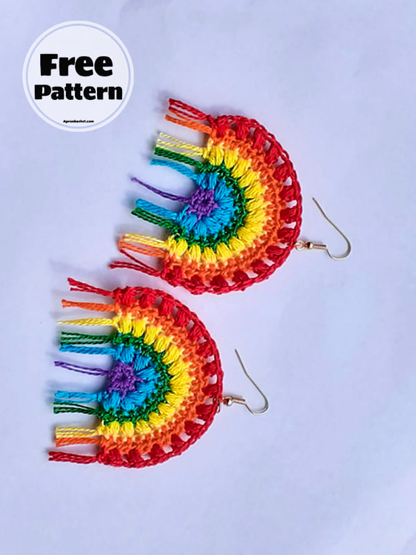 crochet rainbow earrings pattern