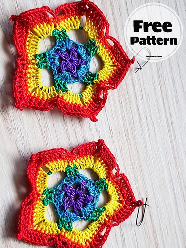 crochet rainbow mandala earrings pattern