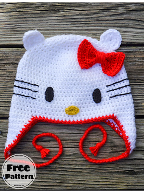 hello kitty crochet hat pattern