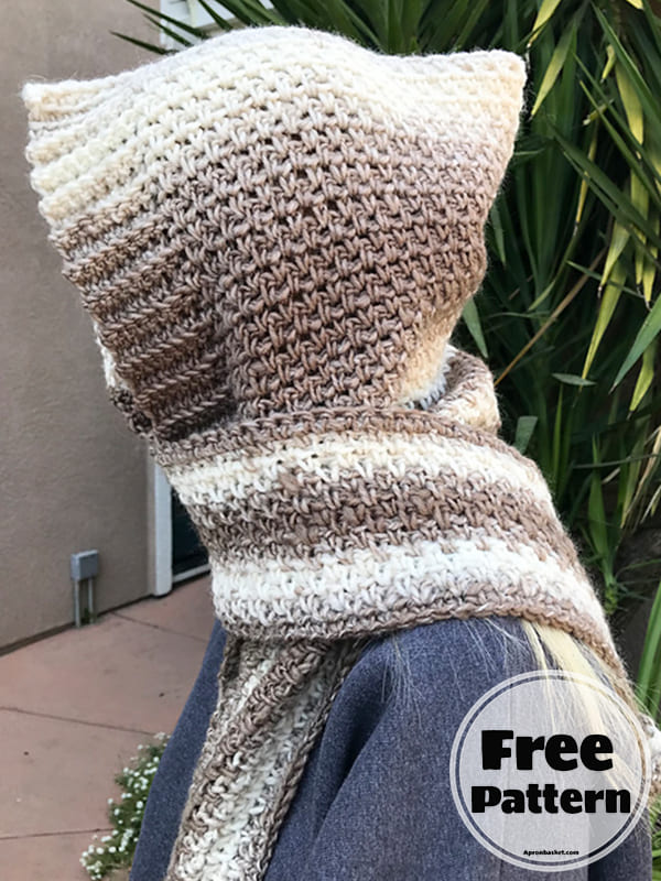 hooded scarf crochet pattern with pockets - 2