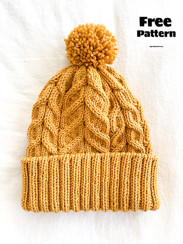 mustard cable knit hat pattern
