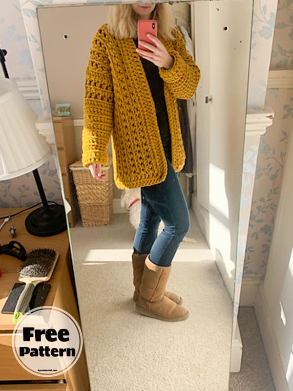 oversized long crochet cardigan