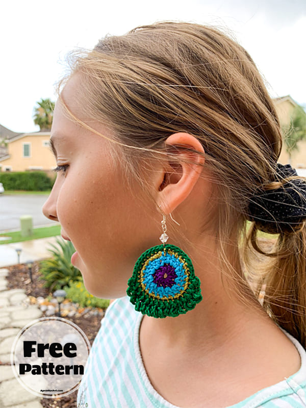 peacock crochet earrings pattern