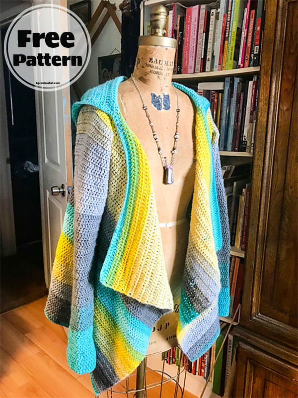 rainbow long crochet cardigan
