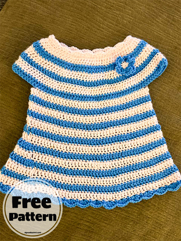 striped spring crochet baby dress pattern