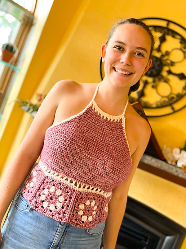 Granny Square Free Crochet Crop Top Pattern