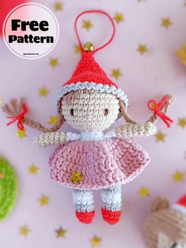Little Christmas Elf Crochet Keychain Free Amigurumi Pattern (2)