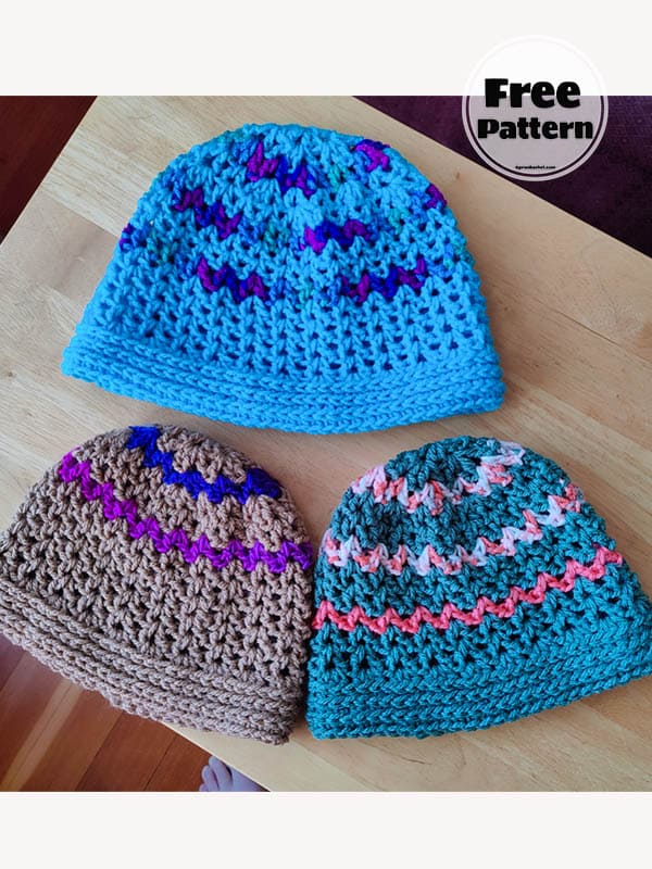 Beanie For Family V Stitch Crochet Pattern Free