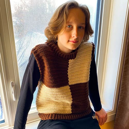 Big Squares Sweater Vest Crochet Pattern Free