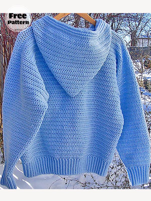 Blue Crochet Hoodie Sweater Free Pattern