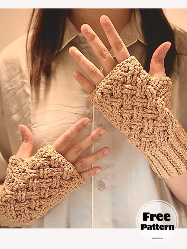Cross Weaves Crochet Fingerless Gloves Free Pattern