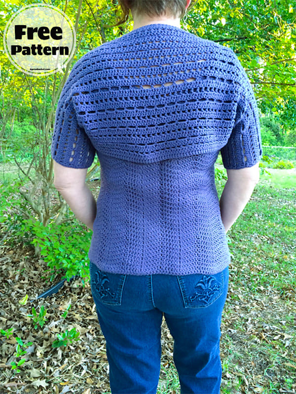 Dark Blue Simple Crochet Shrug Free Pattern