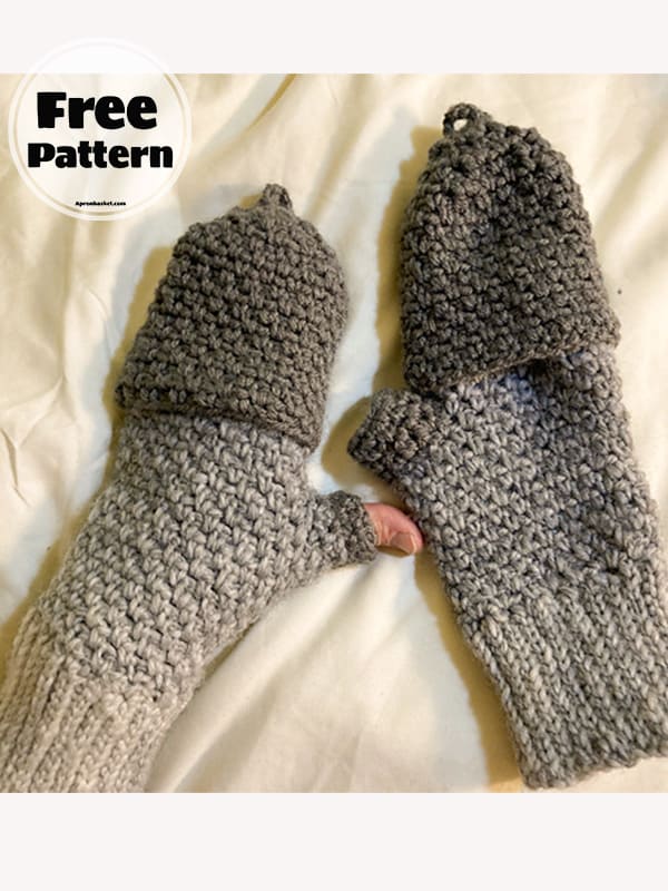 Gloves Free Crochet Moss Stitch Pattern