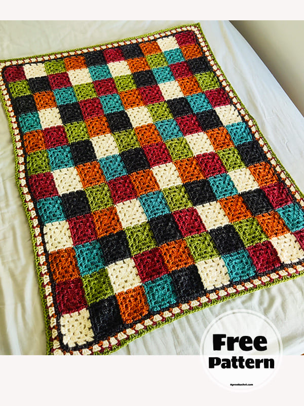 Mixed Colors Crochet Granny Square Blanket Pattern Free PDF