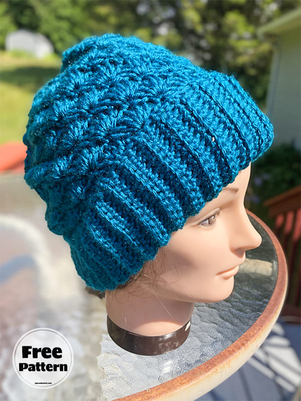 Shell Stitch Free Crochet Hat Pattern (2)