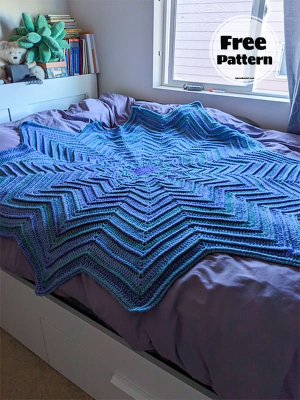 Star Crochet Ripple Blanket Free Pattern 