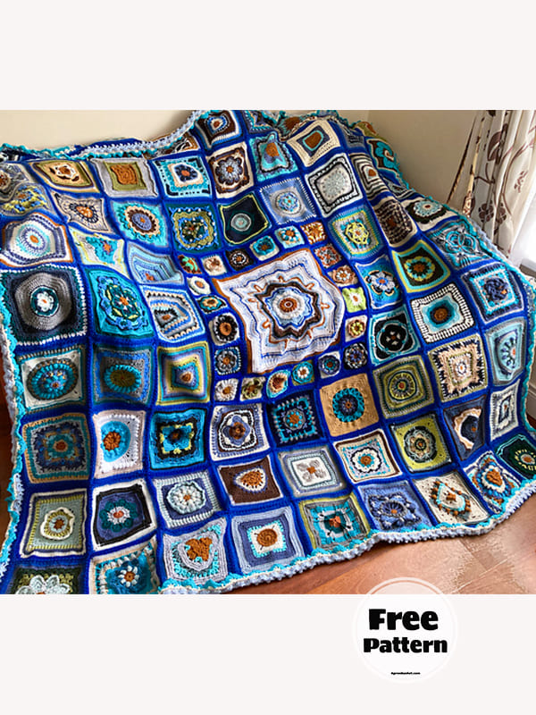 Afghan Blanket Free Granny Square Crochet Pattern 