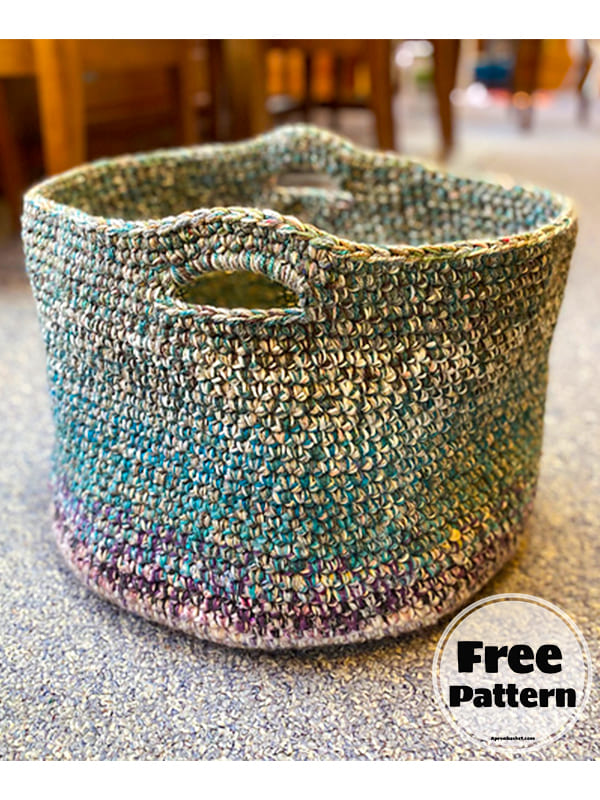 Big Colorful Crochet Basket Free Pattern