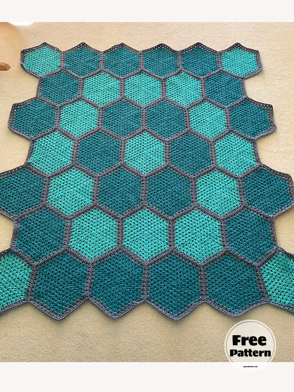 Blanket Crochet Hexagon PDF Free Pattern