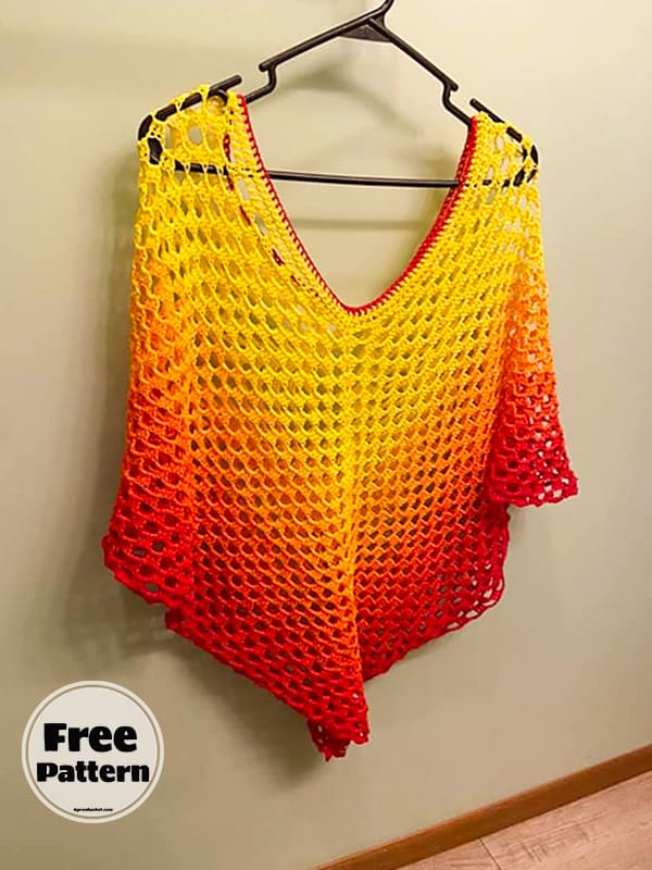 Poncho Lacy Crochet Free Pattern