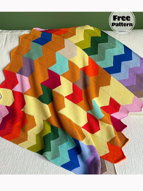 Tunisian Stitch Striped Baby Blanket Crochet Pattern Free