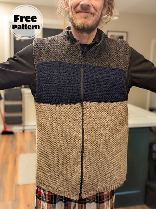 Winter Crochet Men's Vest Free Pattern