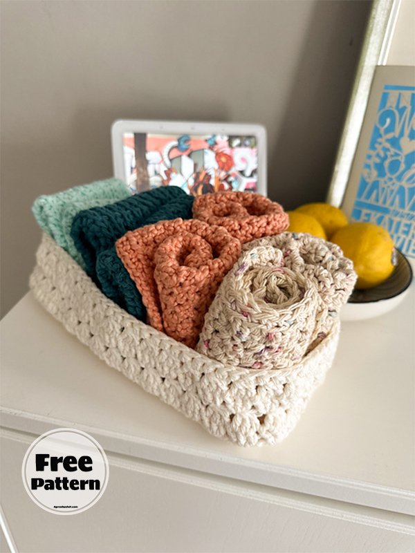 Beginner Crochet Washcloth And Basket Free Pattern PDF