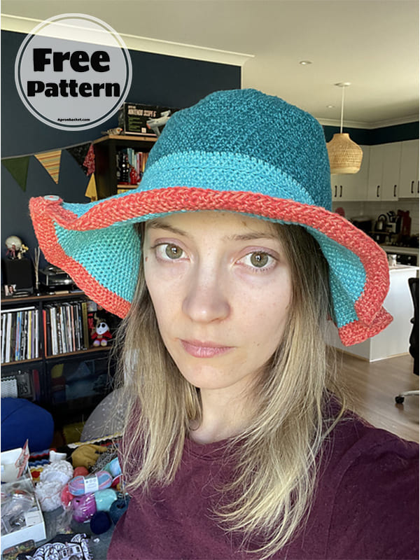 Blue Easy Crochet Bucket Hat Pattern Free PDF-2