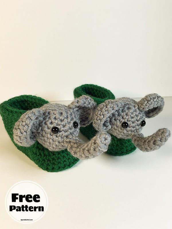 Elephant Cute Baby Booties Crochet Pattern Free